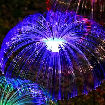 led luzes solares do jardim decoração colorida de fibra óptica águas-vivas luzes chuva de meteoros atmosfera festival de luzes