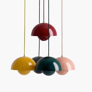 Led moderna lâmpada pendente semicircular botão de flor de cor da lâmpada do teto do norte Europeu de Design dinamarquês Restaurante Lustre