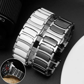 Liberação rápida de Cerâmica Relógio de Aço Inoxidável de Banda para Samsung Galaxy Watch 3 41 45mm Bracelete para o Huawei Assistir Assistir GT Correia