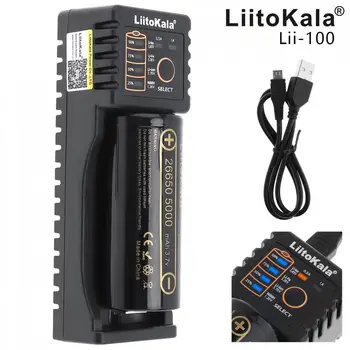 Liitokala 3,7 V 26650 de 5000 mAh Li-ion Recarregável Batterie + Batterie Microcomputador Portátil Cas + são imagens carregadas Exclusivo Smart Slot USB