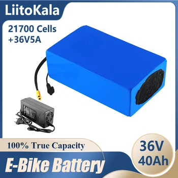 LiitoKala 36V 40Ah 21700 5000mah 10S8P 1000W de pilhas de lítio de alta potência da bateria 42V bicicleta elétrica Ebike + 42V 5A