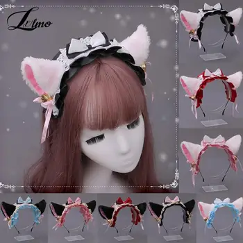 Lolita Cosplay Orelhas De Gato Cabeça Anime Festa De Dança Fantasia De Lobo Fox Orelha De Pelúcia Hairband Meninas Kawaii Acessórios De Cabelo, Adereços