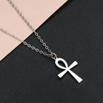 LUTAKU Religião Egípcia Ankh Crucifixo Pingente de Colar de Aço Inoxidável da Jóia do Símbolo de Vida de Cruz Colar Mulheres Homens