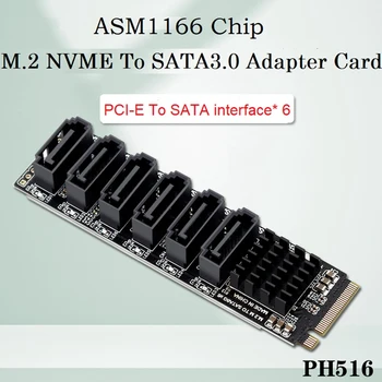 M. 2 MKEY PCI-E Placa Riser M. 2 NVME Para SATA3.0 PCIE SATA Para 6Gpbsx6-Porta Cartão de Expansão ASM1166 Apoio PM Função