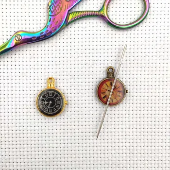 Magnética da Agulha Lembretes para Ponto de Cruz, Conjunto de 2 DIY Retro Relógios de Costura Ímã Vintage Goleiro Localizador de Bordar Agulha Babá