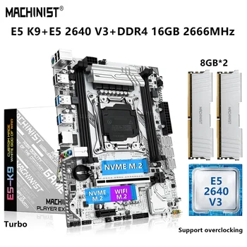 MAQUINISTA X99 placa-Mãe LGA 2011-3 Kit Xeon E5 2640 V3 CPU Processador de 16G=2*8G DDR4 2666MHz RAM NVME M. 2 portas SATA 3.0 wi-FI K9