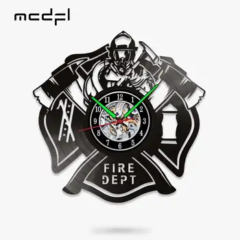 MCDFL corpo de bombeiros disco de Vinil Relógio de Parede Moderno Relógio de Geek de Murais, Decoração Cozinha Industrial, Etiquetas, Casa Rústica Decoração