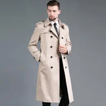 Mens trench coats homem de casaco longo homens de abotoamento Duplo roupas de ajuste fino casaco de manga longa 2020 novo designer cáqui preto azul