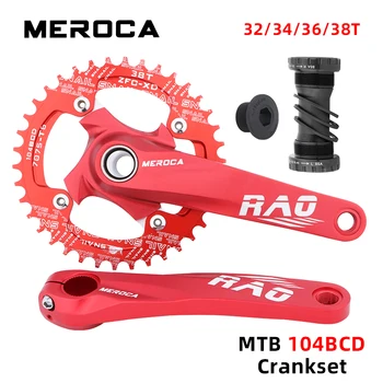MEROCA mountain bike pedaleira 104BCD positivos e negativos do dente disco/elíptica disco roda dentada 32/34/36/38T bicicleta manivela