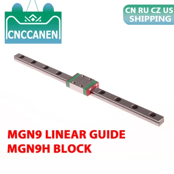 MGN9 9mm de Guia Linear de 100mm - 1000mm 250 300 350 mm 600mm MGN em Miniatura Linear de Trilho de + MGN9H Linear Transporte de Bloco de CNC Impressora 3D