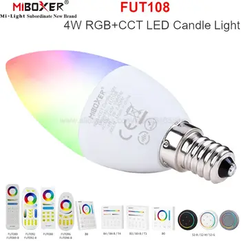 MiBoxer FUT108 4W RGB+CCT Bulbo da Vela E14 Base AC110V 220V Lâmpada LED De 2,4 G Smart Luz Remoto / APLICATIVO de wi-Fi Alexa Controle de Voz