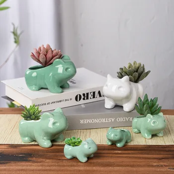 Mini cerâmica jardim de decoração criativa animais dos desenhos animados vaso de flores de plantas de mudas pote suculenta tabela de vaso em vaso