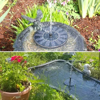 Mini Fonte Solar Piscina de Água do Lago da Fonte Decoração de Jardim ao ar livre Pássaro Banheira Exterior Posta Solar de Fonte Solar para Jardim
