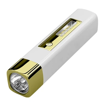 Mini Portátil Led Recarregável USB Poderosa Lanterna, Luz Lateral Camping Caminhadas ao ar livre Lanterna do Banco do Poder da Tocha da Lâmpada