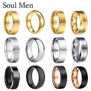 Moda masculina de Tungstênio Carbid Prata Cor do Ouro Fosco Superfície Anéis de Homens Engajamento Banda de Casamento De 12 Estilos de Gravar o Seu Nome