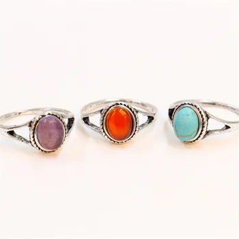 Moda vintage Clássico anel Redondo com três opções de cor para Anéis de Pedra