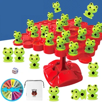Montessori Matemática Brinquedo de Balanceamento de Tabuleiro de Quebra-cabeça Para Crianças Sapo Equilíbrio Árvore Educacional Interação entre Pais e filhos de Mesa, Jogo de Brinquedos