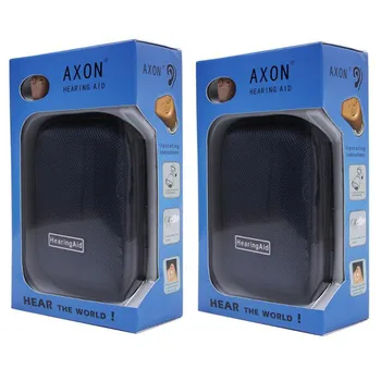 Muito 2pcs AXON K-88 Mini Recarregável No Ouvido Invisível aparelhos Auditivos Aids Volume Ajustável Audiphone Som do Amplificador da Voz