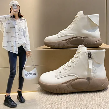 Mulheres Ankle Boots 2023 Nova Plataforma Tênis Casual de Moda Laço na Versão coreana Anti-derrapante Botas Curtas Zapatillas Mujer