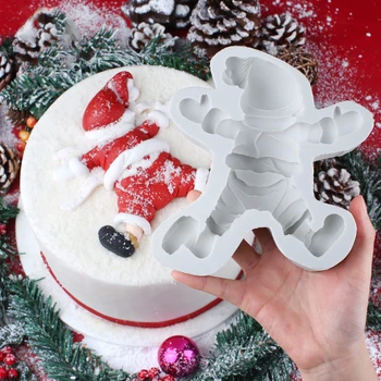 Natal Papai Cookie Molde Molde de Silicone Fondant de Decoração de Bolo Ferramenta Gumpaste Sugarcraft Chocolate Formas Bakeware Ferramentas m395