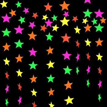 Neon Papel de Judy 4m Estrelas, Pontos de Suspensão de Decoração para Aniversário de Casamento Decorações Luz Negra Reativa UV Brilho Fornecimentos de Terceiros