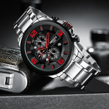 NIBOSI Relógio Masculino dos Homens Relógios Impermeável Cronógrafo de melhor Marca de Luxo Quartzo Relógio Homens Casual de Couro Relógio do Esporte