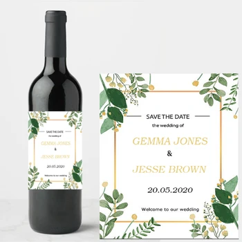 Nome personalizado e data de LOGOTIPO, adesivos personalizados, casamento champanhe rótulos de embalagens, etiquetas, rótulos de garrafas de vinhos personalizados