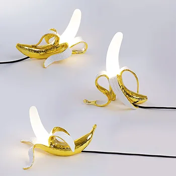 Nordic Banana Candeeiro De Mesa De Luxo Pós-Moderno, Criativo, Sala De Estar, Quarto Designer Decorados De Resina De Ouro Decorativos Tabela Luzes