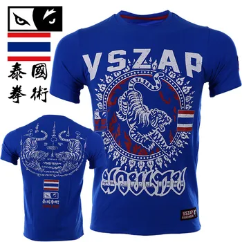 Nova t-shirt homme VSZAP Tiger Muay Thai Fitness manga Curta T-shirt homem de Luta de MMA de Desgaste Wrestling camiseta de Roupas de MMA
