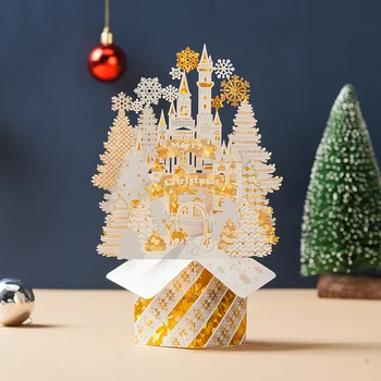 Novidade 3D Merry Cartões de Natal Para o Feriado de Natal ou de Ano Novo Saudação Cardfor Filhos Esposa Marido Mulheres Dom Especial Mensagem do Cartão