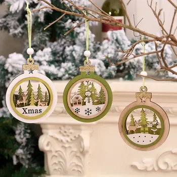Novo Ano de 2022 Natal de Natal de Madeira Pingentes de Madeira de Artesanato de Natal, Decorações para Árvores de Natal, Presentes de Criança Brinquedos Decoração de Casa de DIY