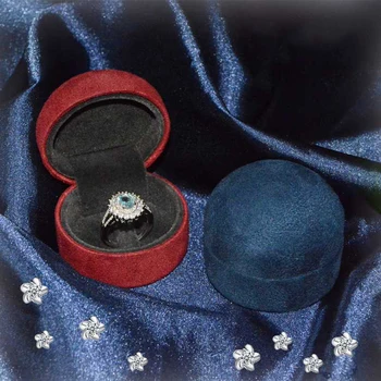 Novo Esférica Flannelette Caixas De Jóias De Embalagem Recomendado Tela Valentim De Casamento De Diamante De Presente De Jóias Anel De Caso