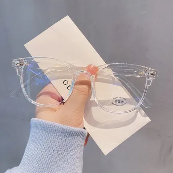 Novo Transparente Computador Óculos De Armação Mulheres Homens Anti Luz Azul Rodada Óculos De Bloqueio De Vidros De Óptica Espetáculo De Óculos