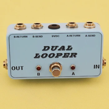 Novo True-Bypass AB Looper Efeito caixa do Pedal GuitarSwitcher true bypass guitarra pedal Luz azul de Laço duplo interruptor