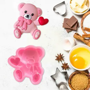 O amor do Coração de Urso Molde do Bolo do Silicone DIY Molde Cupcake de Geléia de Doces de Chocolate, Decoração do Cozimento Ferramenta de Molde Para o Dia dos Namorados R4R1