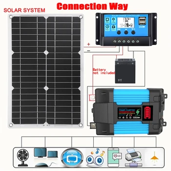 O pico de 4000W Carro Inversor de Energia de Sistema de Painel Solar Kit de 12V para 110V 220V com Display de LED de Transformador de Tensão de Onda Senoidal Modificada