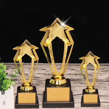 Ocos Golden Star Prêmio Troféu De Plástico Recompensa Prémios Concurso De Presente Com Base Para A Cerimônia De Agradecimento