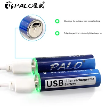 PALO 1,5 V AA USB bateria Recarregável Li-ion Bateria AA 2800mWh +USB de 1,5 V AAA Bateria de Lítio Recarregável AAA 1110mWh com Cabo USB