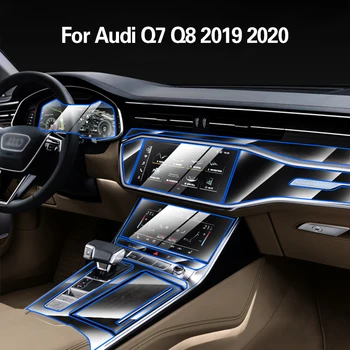 Para a Audi Q7 Q8 2019 2020 Interior do Carro do Centro da consola de TPU Transparente película Protetora Anti-risco Reparação filme Acessórios para Montar