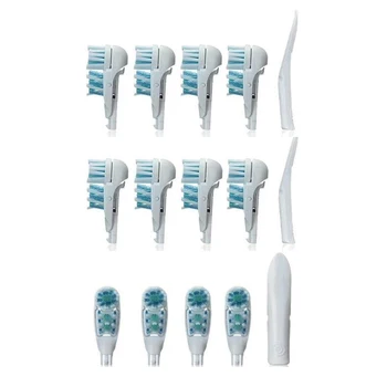 Para a Oral B Dupla Escova de dentes Limpa Cabeças Compatível para a Cruz de Acção Elétrico da Escova de dentes de Cerdas Macias Substituição da Cabeça da Escova