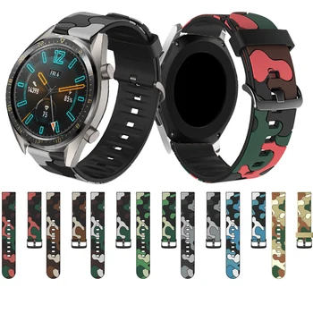 Para Huawei Assistir GT2 GT 2 2e GT 42mm 46mm Smart Watch 20mm pulseira de Silicone Camuflagem Watchbands 22mm faixa de relógio Novo