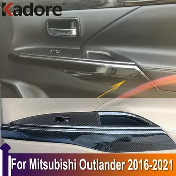 Para Mitsubishi Outlander 2016-2018 2019 2020 2021 De Fibra De Carbono, Acessórios De Interiores Braço Porta Lidar Com A Decoração Da Tampa Da Guarnição