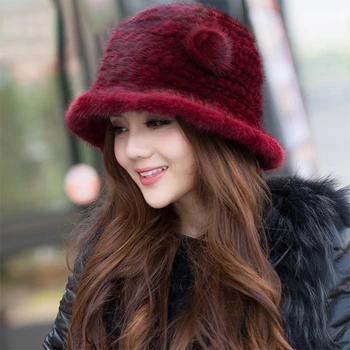 Pele de senhoras Chapéu de Inverno de 2022 Fofo Mink Fur russo chapéus de Pêlo Mulheres Headband Exterior Chapéu de Inverno Earmuff de Esqui Cap Quente Chapéu de Balde