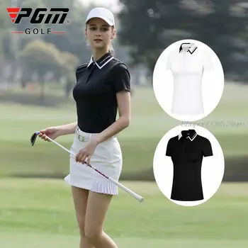 Pgm de Verão do Golf Mulheres de Manga Curta T-Shirt do Polo das Mulheres de Roupas de Golfe Seca Rápido, Respirável Golf Tops Senhoras Blusa Casual