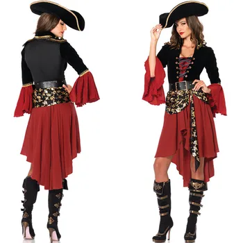 Pirata Trajes De Fantasia De Carnaval Desempenho Sexy Adultos Traje De Halloween Vestido De Alta Qualidade Capitão De Mulheres Do Partido Cosplay
