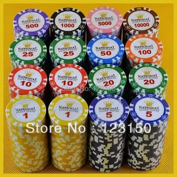 PK-6006 50pcs/pack de Barro 14g Fichas de Poker pastilha de metal 15 denominação