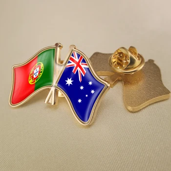 Portugal e Austrália Cruzado Duplo Amizade Bandeiras Broche Emblemas distintivos de Lapela