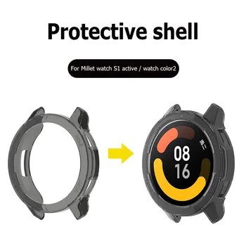 Protetor da tela o Caso do Xiaomi Assistir S1 Ativo/Watch Cor 2 Cobertura Completa do Quadro de pára-choques Shell de Vidro Temperado Capa Protetora