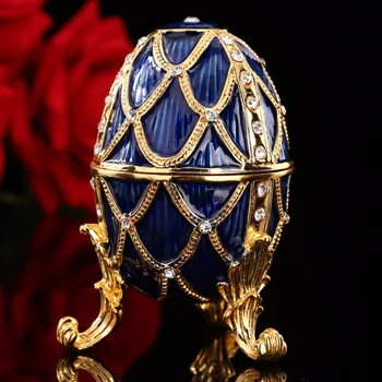 Qifu de Artesanato, de Cor Azul, Ovo Fabergé Caixa de Presente para Loja de Jóias
