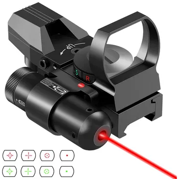 Red Green Dot Mira a Laser Âmbito Riflescope Caça 1X22X33mm 2 Em 1 Laser Vermelho Óptica pontos Turísticos 4 Reticles para 20mm Picatinny Rail
